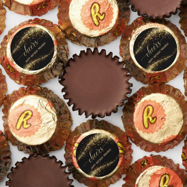 Black Gold Glitter Birthday Party Reese's Peanut Butter Cups (Assorted)