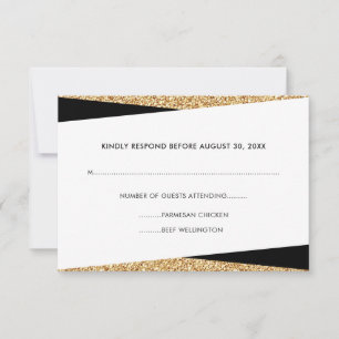 Black & Gold Glitter Business Professional RSVP Card