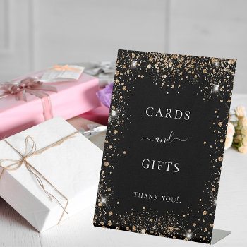 Black Gold Glitter Cards Gift Sign by Thunes at Zazzle