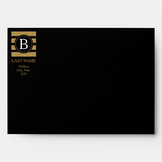 Black & Gold Glitter (Choice of Dark Background) Envelope (Front)