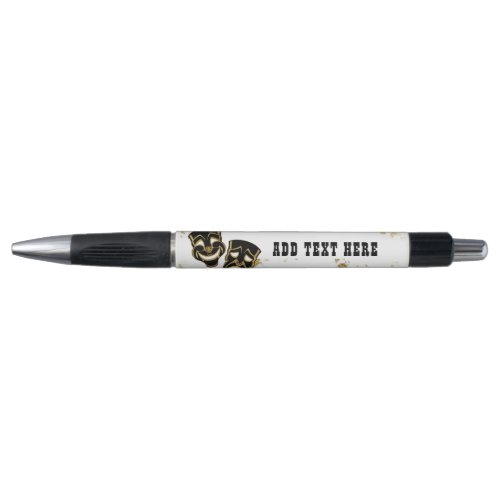 Black Gold Glitter Comedy and Tragedy Personalized Pen