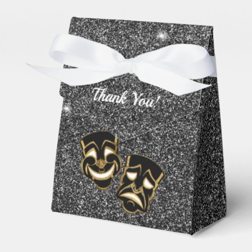 Black Gold Glitter Comedy and Tragedy Theater Favor Boxes