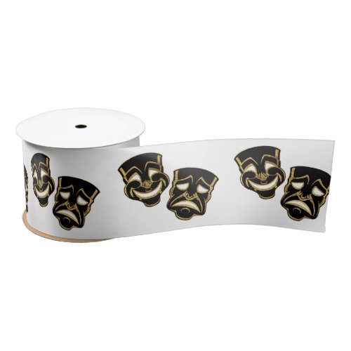 Black Gold Glitter Comedy and Tragedy Theater Satin Ribbon