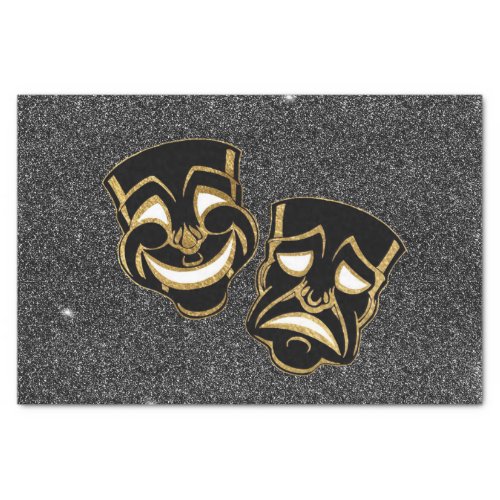 Black Gold Glitter Comedy and Tragedy Theater Tissue Paper