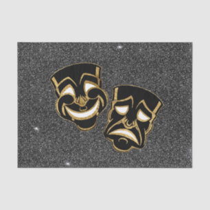 Black Gold Glitter Comedy and Tragedy Theater Tissue Paper