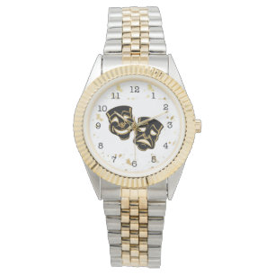 Black Gold Glitter Comedy and Tragedy Theater Watc Watch