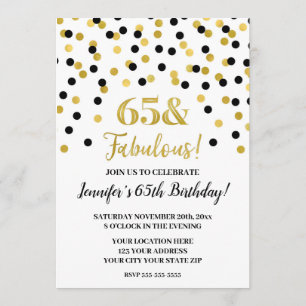 Black Gold Glitter Confetti 65 and Fabulous Invitation