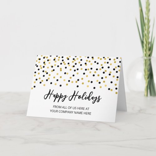 Black Gold Glitter Confetti Corporate Christmas Holiday Card