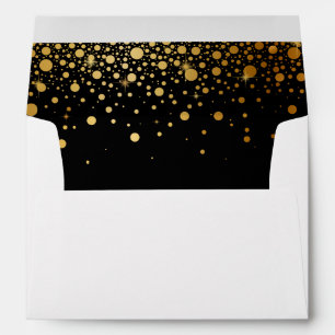Black Gold Glitter Confetti Dots for 5x7 Invite Envelope