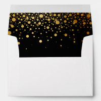 Black Gold Glitter Confetti Dots for 5x7 Invite Envelope