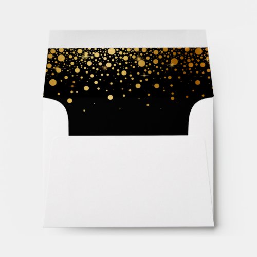 Black Gold Glitter Confetti Dots for RSVP Reply Envelope