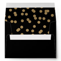 Black Gold Glitter Confetti Elegant Wedding Envelope