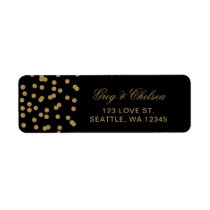 Black Gold Glitter Confetti Elegant Wedding Label