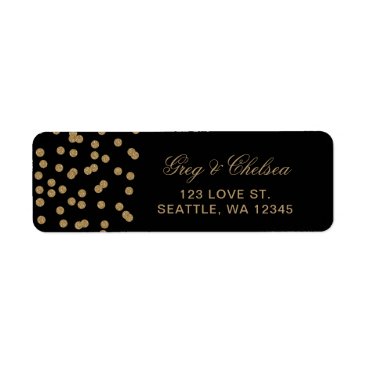 Black Gold Glitter Confetti Elegant Wedding Label