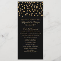 Black Gold Glitter Confetti Elegant Wedding Program