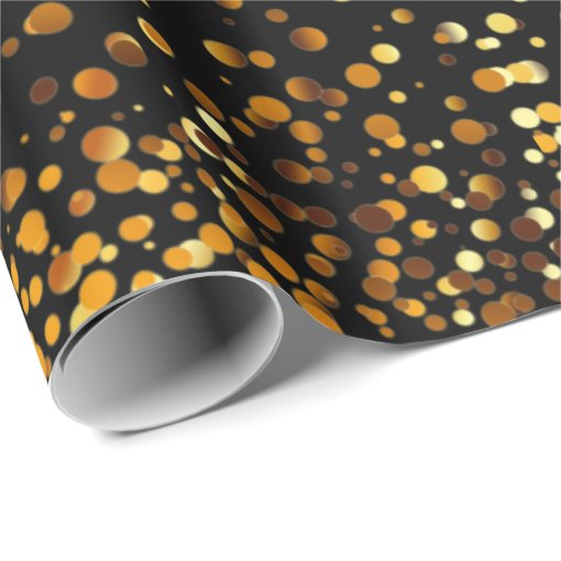 Black Gold Glitter Confetti Faux Foil Wrapping Paper Zazzle