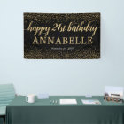 Black Gold Glitter Confetti Happy 21st Birthday