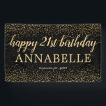 Black Gold Glitter Confetti Happy 21st Birthday Banner<br><div class="desc">Elegant Black Gold Glitter Confetti Happy 21st Birthday Banner</div>