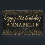 Black Gold Glitter Confetti Happy 21st Birthday Banner<br><div class="desc">Elegant Black Gold Glitter Confetti Happy 21st Birthday Banner</div>
