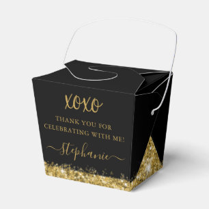 Black Gold Glitter Confetti Mini Takeout Favor Boxes