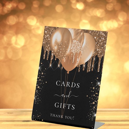 Black gold glitter drips cards gifts sign