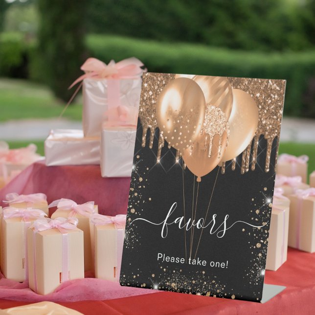 Black gold glitter drips favors guest sign (Creator Uploaded)