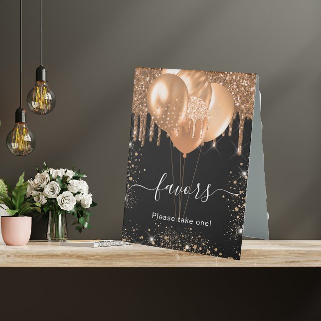 Black gold glitter drips favors guest sign (Creator Uploaded)