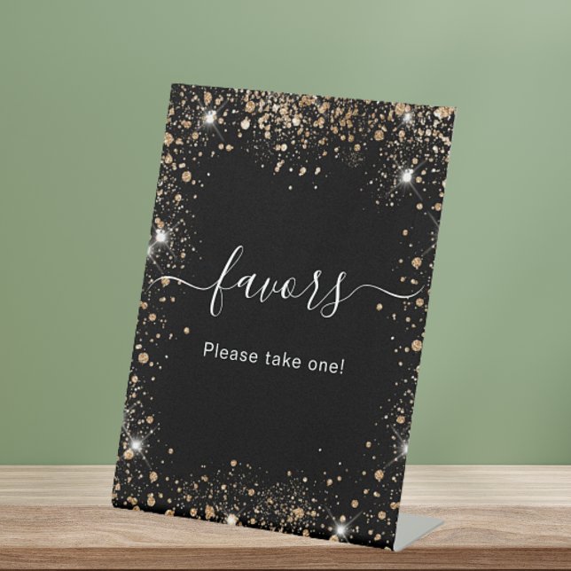 Black gold glitter dust favors sign (Creator Uploaded)