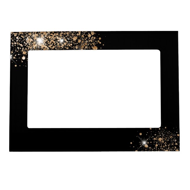 Black gold glitter dust  magnetic frame (Front)