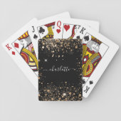 Black gold glitter dust name script playing cards (Back)