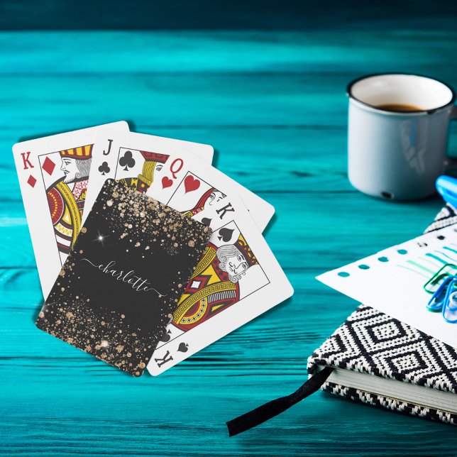 Black gold glitter dust name script poker cards (Creator Uploaded)