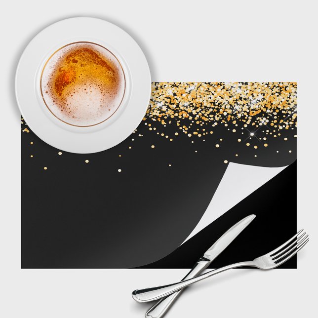 Black gold glitter dust party paper placemat (Creator Uploaded)