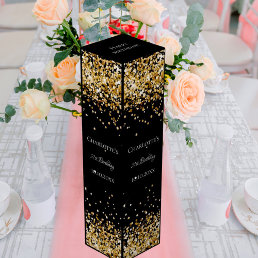 Black gold glitter elegant birthday wine box