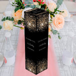 Black gold glitter elegant birthday wine box<br><div class="desc">A classic black background. Decorated with dark faux gold glitter.  Personalize and add a name,  age and the date.</div>