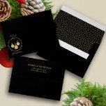 Black Gold Glitter Elegant Christmas Envelope<br><div class="desc">Make a stunning impression with this elegant Black Gold Glitter Wreath Merry Christmas Party design. The captivating design features a merry Christmas text wreath adorned with shimmering gold glitter and festive baubles, creating a perfect blend of sophistication and holiday cheer. Customize the name and address fields and spread the joy...</div>