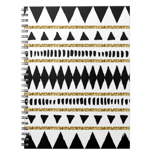 Black Gold Glitter Ethnic Pattern Notebook