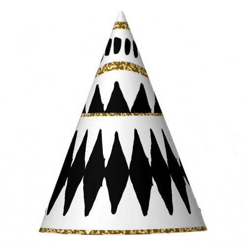 Black Gold Glitter Ethnic Pattern Party Hat