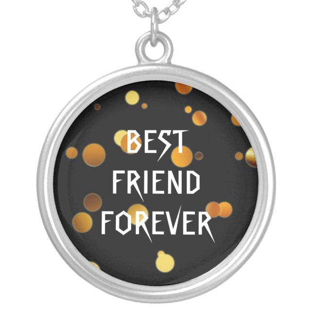 Black Gold Glitter Faux Foil Best Friends Forever Silver Plated Necklace (Front)