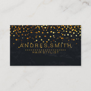 Black Gold Glitter Faux Foil Confetti Hair Stylist Business Card