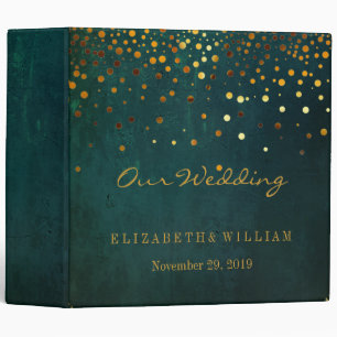 Black Gold Glitter Faux Foil Confetti Personalize 3 Ring Binder