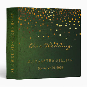 Black Gold Glitter Faux Foil Confetti Personalize 3 Ring Binder