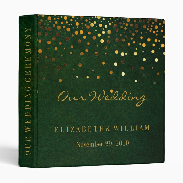 Black Gold Glitter Faux Foil Confetti Personalize  3 Ring Binder (Front/Spine)