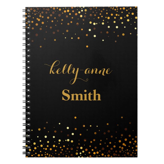 Black Gold Glitter Faux Foil Glamorous kraft Notebook (Front)