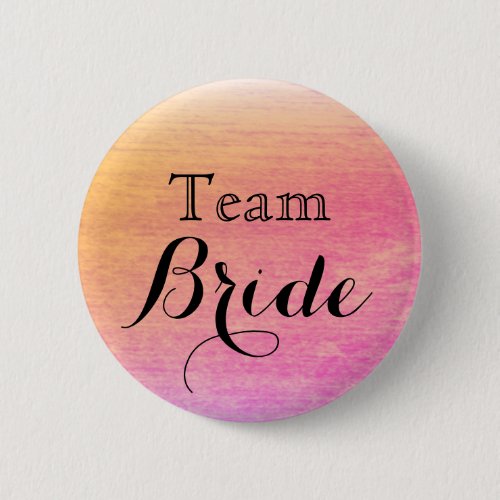 Black Gold Glitter Faux Foil Wedding Team Bride Button