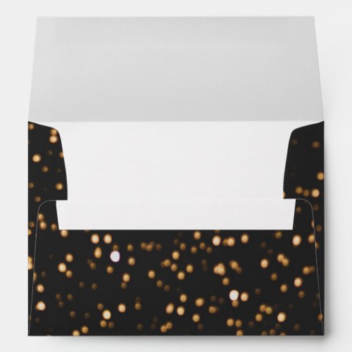 Black Gold Glitter Foil Confetti Elegant Sparkles  Envelope