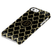 Black & Gold & Glitter Geometric Quatrefoil 2 Permafrost iPhone SE/5/5s Case