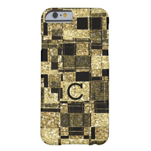 Black  Gold Glitter Glam Chic Squares Phone Case