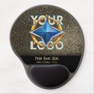Black & Gold Glitter Glam Stylish Company Logo  Gel Mouse Pad