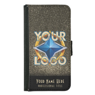 Black & Gold Glitter Glam Stylish Company Logo Samsung Galaxy S5 Wallet Case