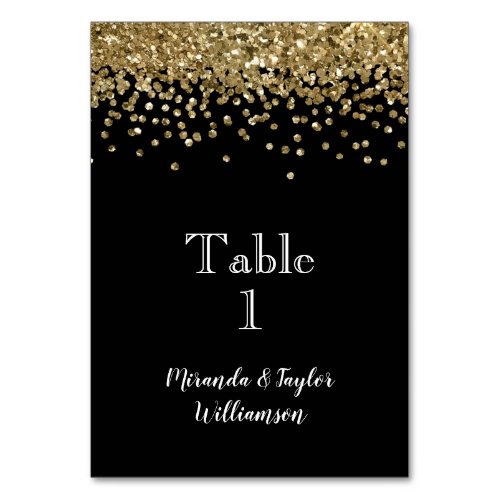 Black Gold Glitter Glam  Table Number